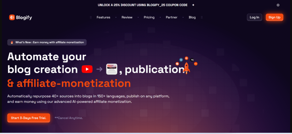 Blogify.ai Review 2025: Transform Videos & Podcasts into SEO-Optimized Blogs + Monetize Effortlessly